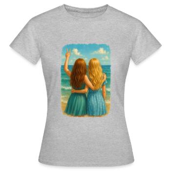 Copines au bord de la mer Design - T-shirt Femme - gris chiné - Devant - AI Model Female 172 dark (172cm)