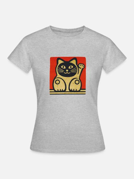 Katze Hallo - Frauen T-Shirt - Grau meliert