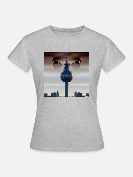 Ufo berliner fernsehturm - Frauen T-Shirt - Grau meliert
