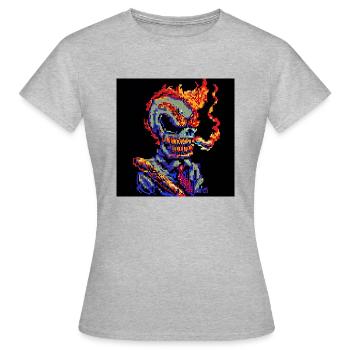 Bad Ass [Pixelkunst] - Frauen T-Shirt - Grau meliert - Vorne - AI Model Female 172 dark (172cm)