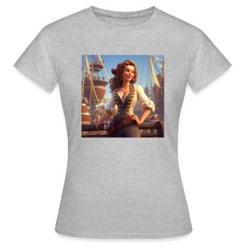 Femme Pirate - T-shirt Femme - gris chiné - Devant - AI Model Female 172 dark (172cm)