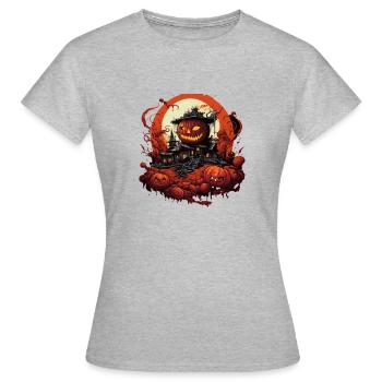 Halloween Haus - Frauen T-Shirt - Grau meliert - Vorne - AI Model Female 172 dark (172cm)
