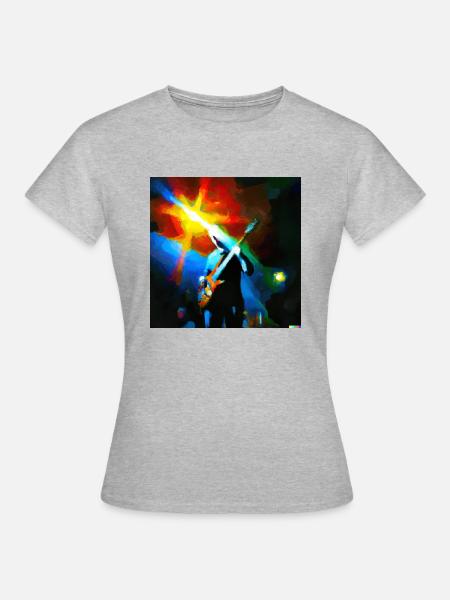 Gitarrist im Konzert - Frauen T-Shirt - Grau meliert