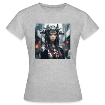 Cyber Punk - T-shirt Femme - gris chiné - Devant - AI Model Female 172 dark (172cm)