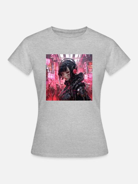 Cyber Punk - Frauen T-Shirt - Grau meliert