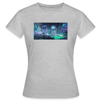 Cyberpunk street - Women's T-Shirt - heather grey - Front - AI Model Female 172 dark (172cm)