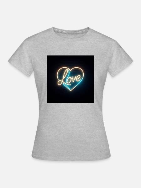 Neon Herz - Frauen T-Shirt - Grau meliert