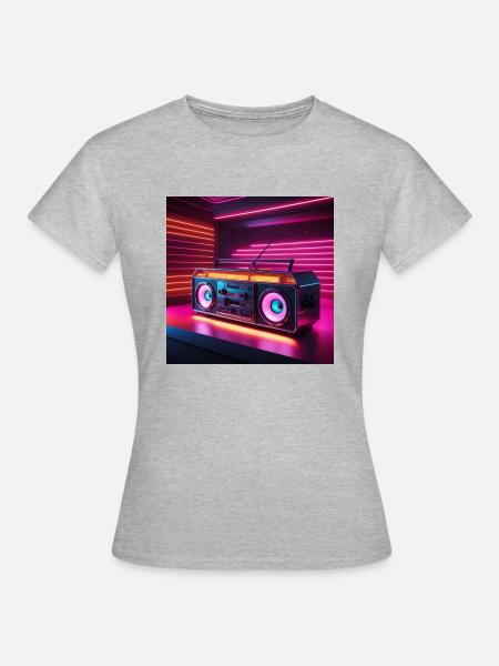 retro radio neon - Frauen T-Shirt - Grau meliert