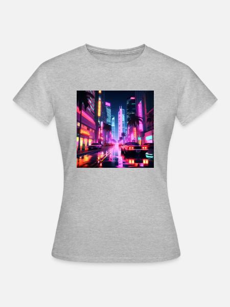 nightcity neon - Frauen T-Shirt - Grau meliert