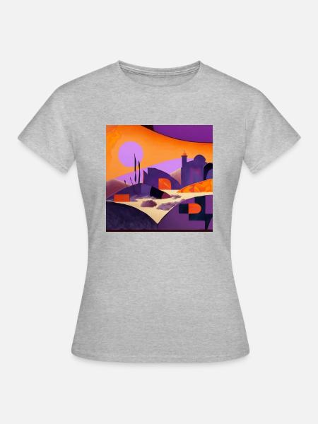 Lila Sonne - Frauen T-Shirt - Grau meliert