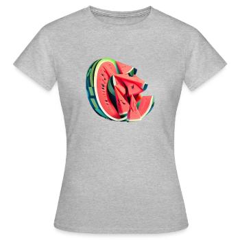 Pastèque en morceaux - T-shirt Femme - gris chiné - Devant - AI Model Female 172 dark (172cm)