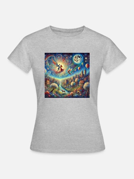 Liebende im Flug - Frauen T-Shirt - Grau meliert