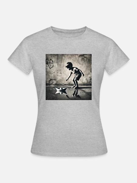 Kein Banksy - Kindheit in der Pfütze - Frauen T-Shirt - Grau meliert