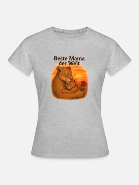 Muttertag Geschenke Löwen Mama - Frauen T-Shirt - Grau meliert