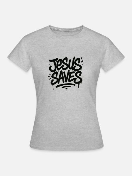 Jesus Saves - Frauen T-Shirt - Grau meliert