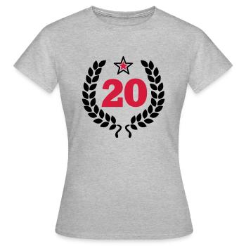 20 - Zwanzig - Birthday - runder Geburtstag - Frauen T-Shirt - Grau meliert - Vorne - AI Model Female 172 dark (172cm)