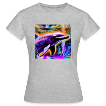 Delphin - Frauen T-Shirt - Grau meliert - Vorne - AI Model Female 172 dark (172cm)