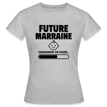 Annonce grossesse Future marraine - T-shirt Femme - gris chiné - Devant - AI Model Female 172 dark (172cm)