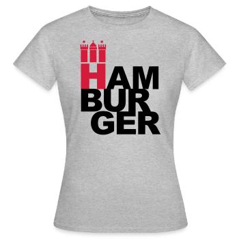 Manteau HAMBURGER 2c Hambourg des bras - T-shirt Femme - gris chiné - Devant - AI Model Female 172 dark (172cm)