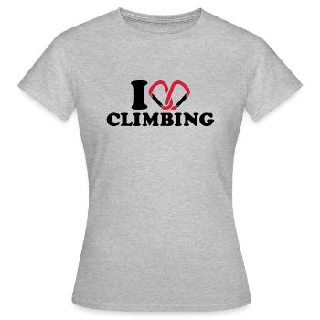 I love Climbing - T-shirt Femme - gris chiné - Devant - AI Model Female 172 dark (172cm)