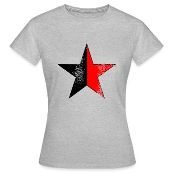 Étoile noir-rouge - T-shirt Femme - gris chiné - Devant - AI Model Female 172 dark (172cm)