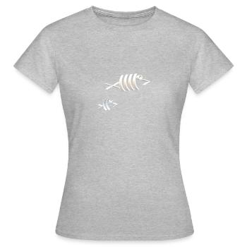 Ascii poisson mère et enfant - T-shirt Femme - gris chiné - Devant - AI Model Female 172 dark (172cm)