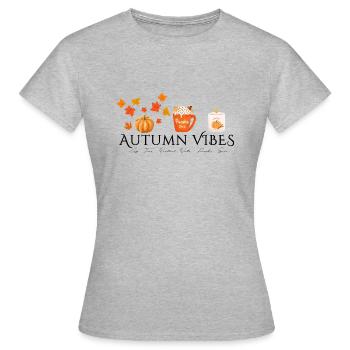 Autumn Vibes - Autumn Design - Pumpkin - Leaves - Women's T-Shirt - heather grey - Front - AI Model Female 172 dark (172cm)