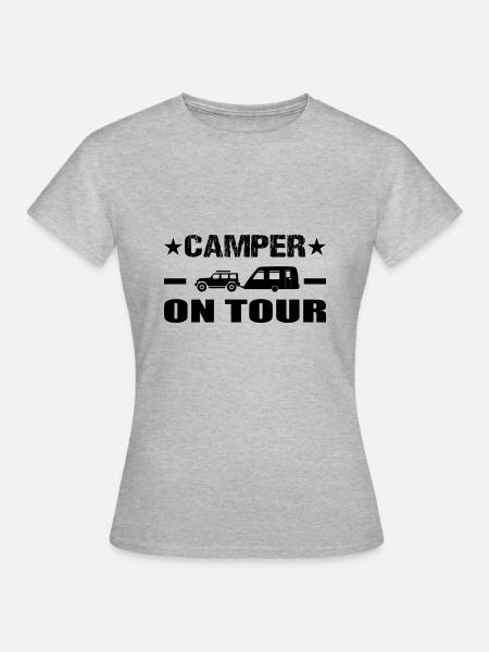 Camping - Frauen T-Shirt - Grau meliert