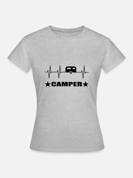 Camping - Frauen T-Shirt - Grau meliert