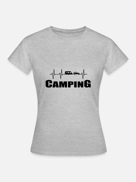 Camping - Frauen T-Shirt - Grau meliert