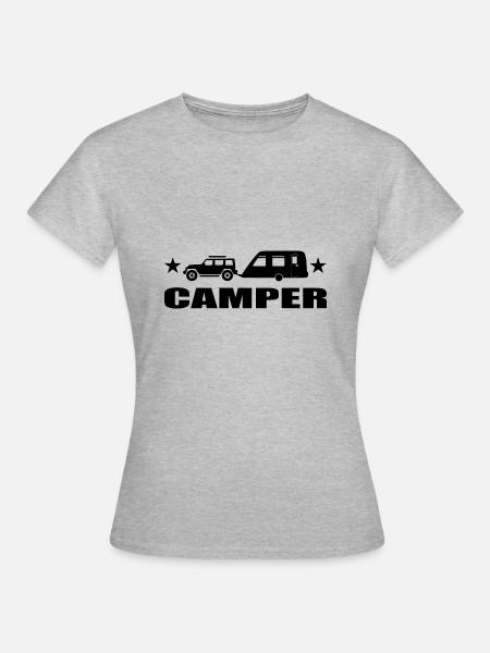 Camping - Frauen T-Shirt - Grau meliert