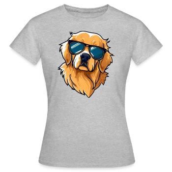 Golden Retriever in Tuxedo wearing Sunglasses - Women's T-Shirt - heather grey - Front - AI Model Female 172 dark (172cm)