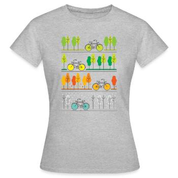 Radfahren durch die vier Jahreszeiten - Frauen T-Shirt - Grau meliert - Vorne - AI Model Female 172 dark (172cm)