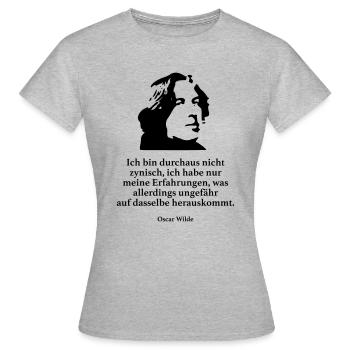 Wilde: Ich bin durchaus nicht zynisch, ich habe n - Frauen T-Shirt - Grau meliert - Vorne - AI Model Female 172 dark (172cm)