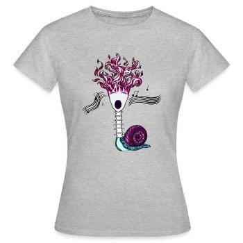 Flamme Songs Backbone-Schnecke - Frauen T-Shirt - Grau meliert - Vorne - AI Model Female 172 dark (172cm)