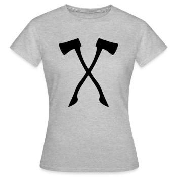 Ax - mâle et utile en même temps! - T-shirt Femme - gris chiné - Devant - AI Model Female 172 dark (172cm)