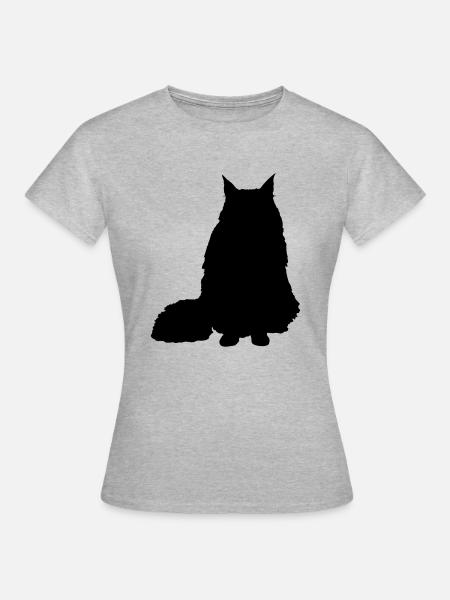 Vektor Katze Silhouette - Frauen T-Shirt - Grau meliert