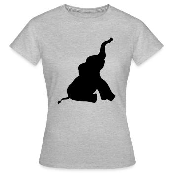 silhouette schatten umriss elefant klein sitzend s - Frauen T-Shirt - Grau meliert - Vorne - AI Model Female 172 dark (172cm)