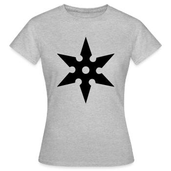 Ninja Stern, Shuriken Wurfstern, Japan, Kampfkunst - Frauen T-Shirt - Grau meliert - Vorne - AI Model Female 172 dark (172cm)