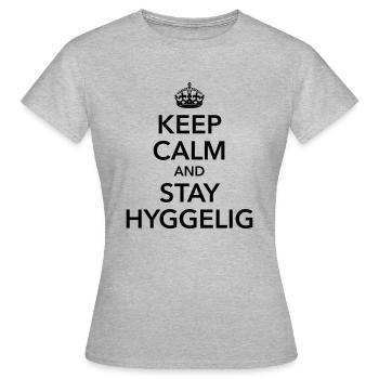 keep calm et hyy hyggelig bonheur satisfait - T-shirt Femme - gris chiné - Devant - AI Model Female 172 dark (172cm)