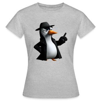 Agent Pinguin - Frauen T-Shirt - Grau meliert - Vorne - AI Model Female 172 dark (172cm)