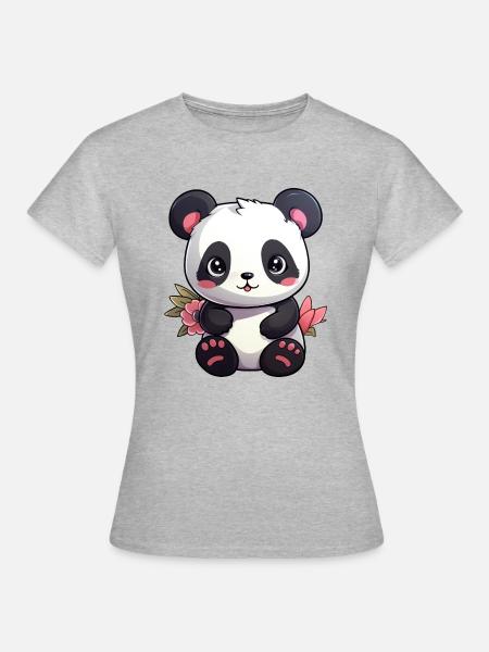 süßer Panda - Frauen T-Shirt - Grau meliert