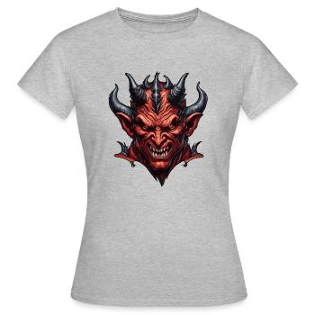 Teufel / Hölle / Horror / teuflisch / böse - Frauen T-Shirt - Grau meliert - Vorne - AI Model Female 172 dark (172cm)