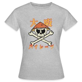 Osaka Pirates (en japonais) - T-shirt Femme - gris chiné - Devant - AI Model Female 172 dark (172cm)