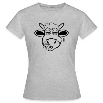 Manger animal drôle de vache - T-shirt Femme - gris chiné - Devant - AI Model Female 172 dark (172cm)