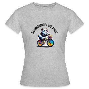 Bamboo Raider on Tour Panda - Women's T-Shirt - heather grey - Front - AI Model Female 172 dark (172cm)