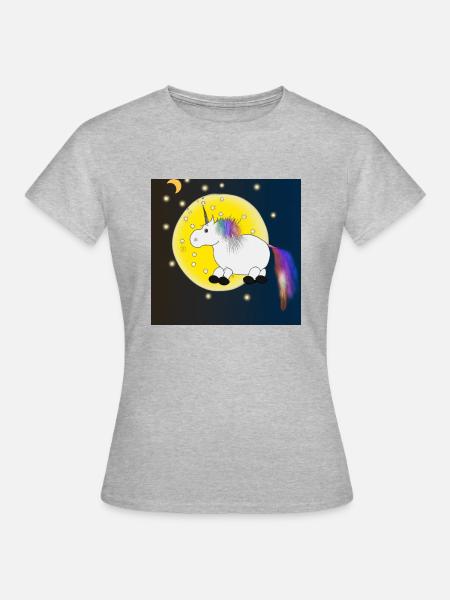 ein unikorn auf dem mond - Frauen T-Shirt - Grau meliert