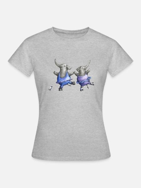 Rollschuh Elefantentanz - Frauen T-Shirt - Grau meliert