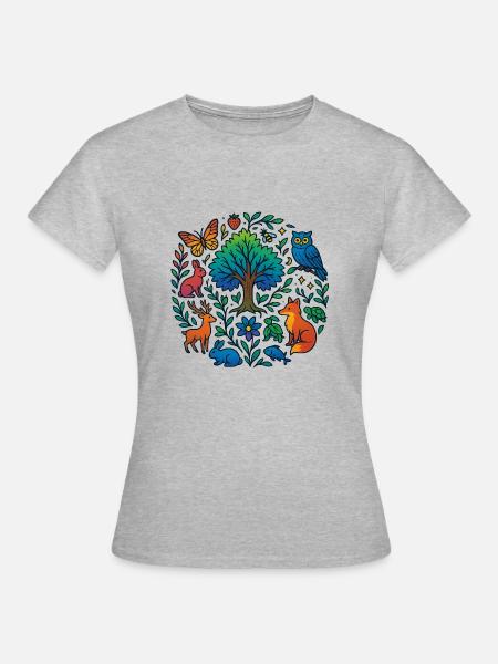 T-shirt with forest animals & tree – for nature lovers - Women's T-Shirt - heather grey