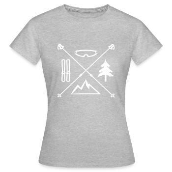 Ski Ski Tour Winter Cross Winter Snow Mountains - Women's T-Shirt - heather grey - Front - AI Model Female 172 dark (172cm)